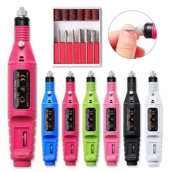 

Electric Nail Drill Machine Kit USB Charging Manicure Machine Pedicure 6 Bits Sanding Buffer Nail File Nail Art Pen