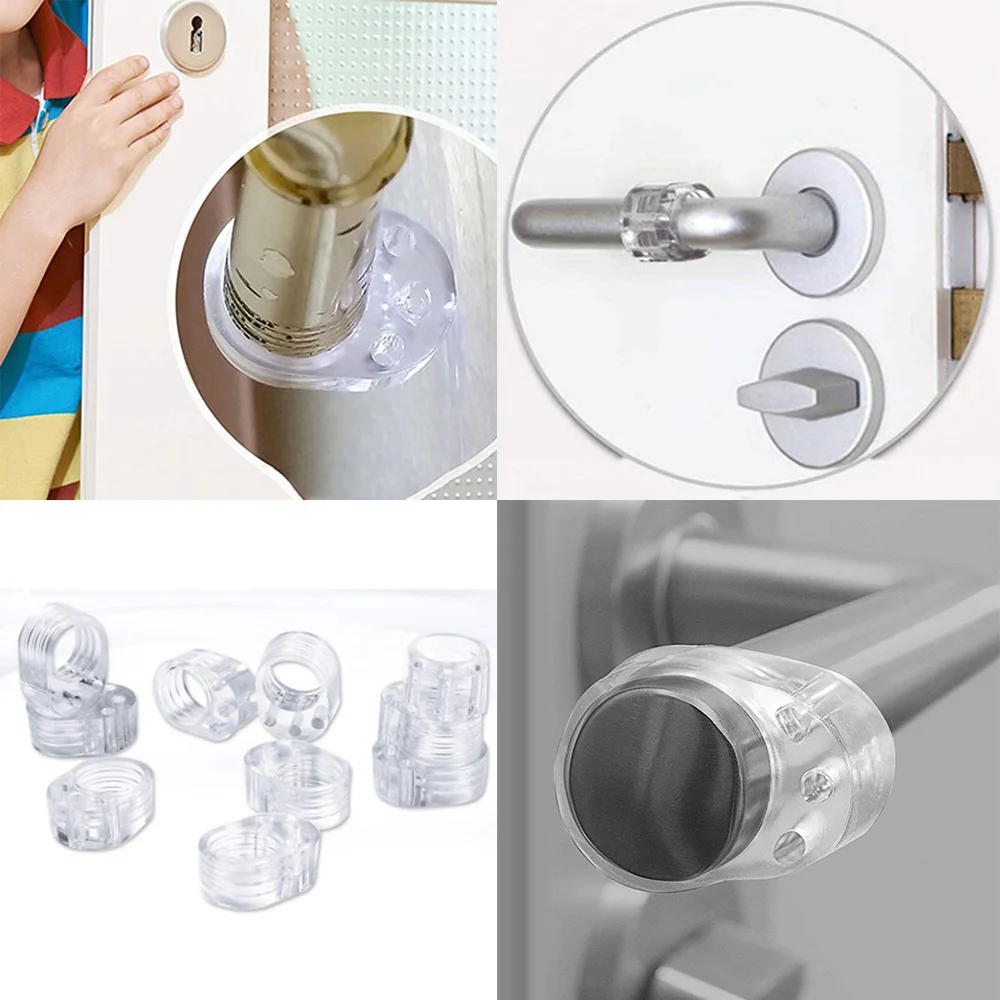 4pcs Door Stopper Transparent Silica Gel Door Handle Buffer Wall Protection Doorknob Bumper Walls Furniture Protective