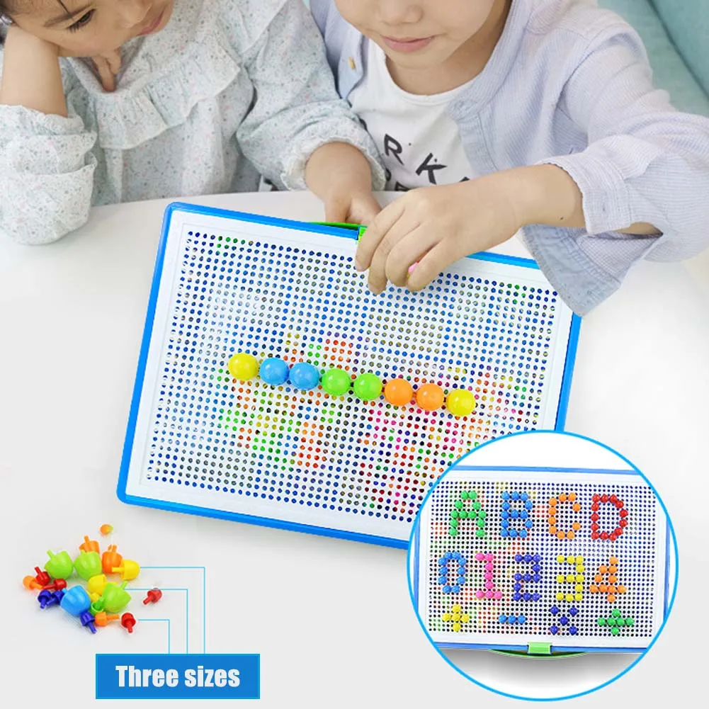 

Newly Mosaic Pegboard Kids Educational Toy 296pcs Mushroom Nails Jigsaw Puzzles Learning Toys MK