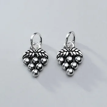 

925 Sterling Silver Casual Grape Design Dangle Women Charms Handcraft Woving Bracelets Drop Silver Pendants DIY Jewelry Fittings