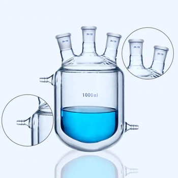 

1000ml Three Necks Glass Jacketed Flask Reactor Vessel Double Layer Flask Beaker Round Bottom (24/29 Joint)