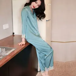 Pajama Set Women Plants Negligee Plus Size Womens Pajamas Lace Sleepwear Plants Nightwear Set Satin Cardigan Sleep Tops