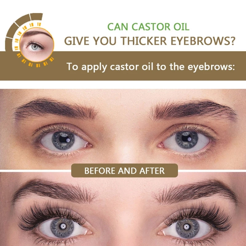 Castor Oil Eyelashes Eyebrow Enhancer Boost Growth Serum Essential Oil And Brush