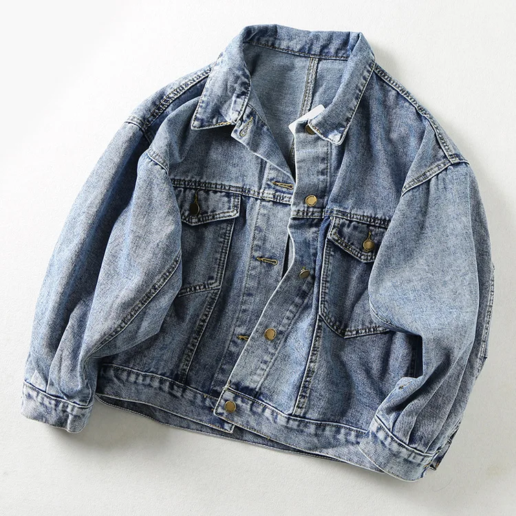 

Autumn 2019 new jeans retro loose lapel street do old short coat slim denim jacket casual jacket bomber jacket women