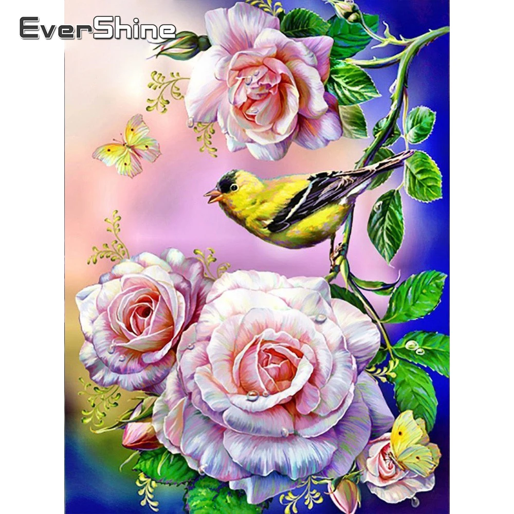 

Evershine Diamond Painting Cross Stitch Crystal Mosaic Embroidery Birds And Flowers Rhinestone Picture Home Decoration