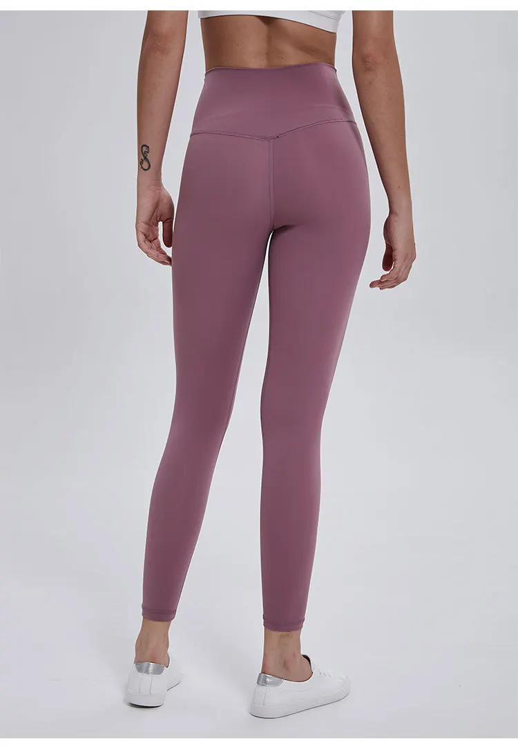 Мягкие голые ощущения атлетические обтягивающие женские леггинсы для фитнеса эластичные, высокая посадка спортивные колготки штаны для йоги с внутренним карманом