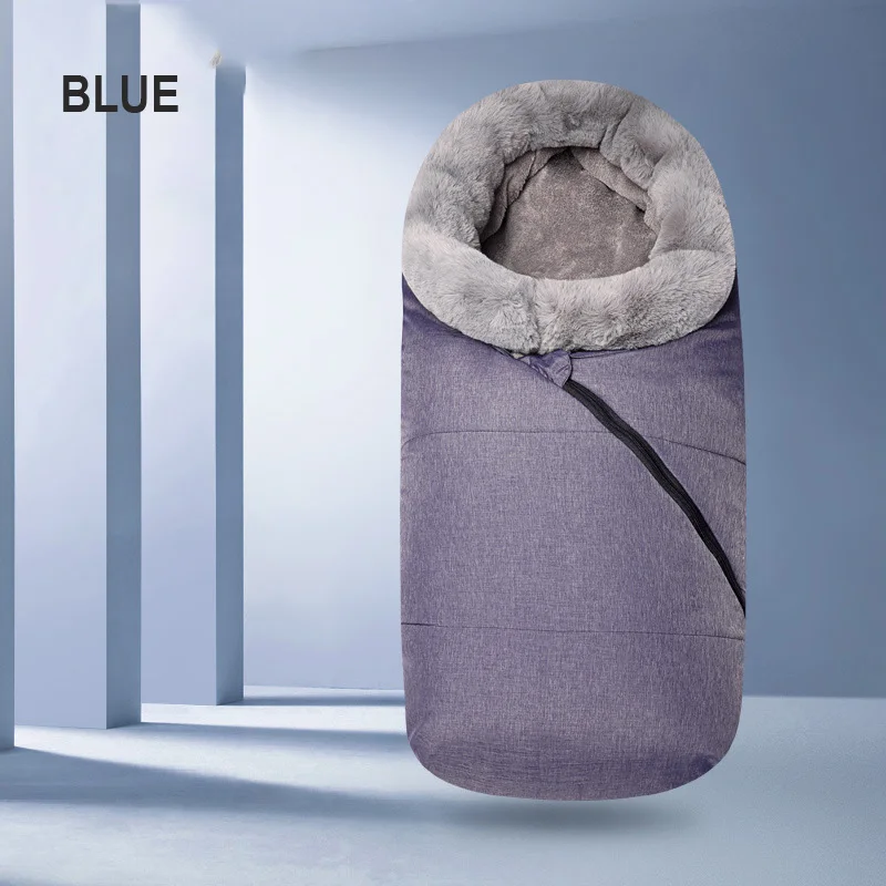 blue Зимний детский спальный мешок, конверт для детской коляски, уплотненный теплый спальный мешок для новорожденной коляски, ветронепроницаемое одеяло из хлопка - Цвет: blue