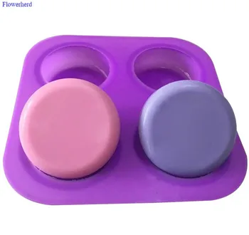 

4 Cavities Round Silicone Mold Soap Mold for Soap Making Silicone Liquid Crafts Bathroom Supplies Soap Making Set Chocolate Mold