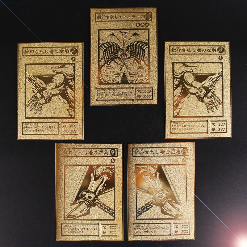Yu Gi Oh Exodia The forbident A Japanese аниме с золотой картой, коллекция фигурок, надпись Exodia, металлическая карта, детская игрушка в подарок