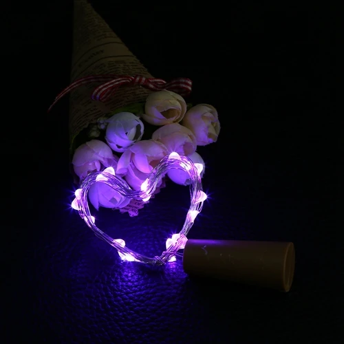 2 м 20LED светильники в форме винных бутылок в форме пробки Гирлянда DIY светящаяся гирлянда на батарейках для вечерние Хэллоуин Свадебные украшения 20 шт./лот - Испускаемый цвет: Purple