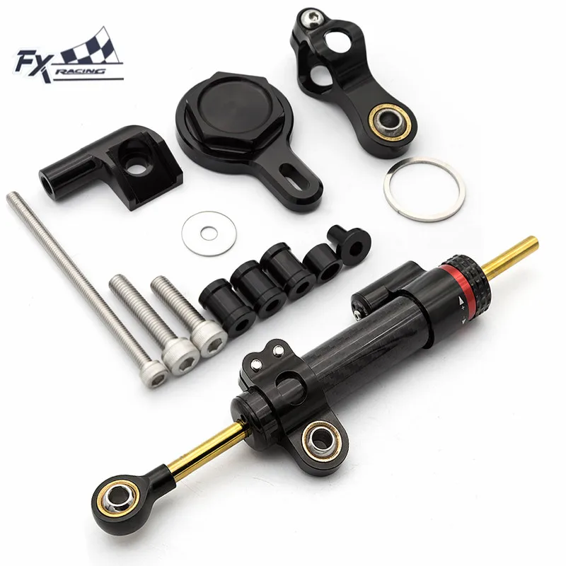 FXCNC Racing Motorcycle CNC Steering Damper Stabilizer Buffer Control Bar With Mounting Bracket Kit Full Set Fit For Yamaha YZF R1 1998-2001 