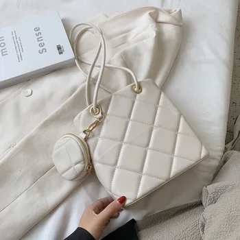 

New Elegant 2 pcs/set Female Handbags Small PU Leather Shoulder Bags for Women Solid Color Ladies' Travel Composite Tote Bags