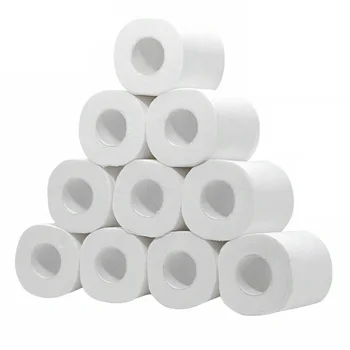 

10 Rolls 4 Ply White Household Kitchen Living Room Wood Pulp Recycled Restaurant Soft Toilet Paper Ultra Strong Bathroom Tissue
