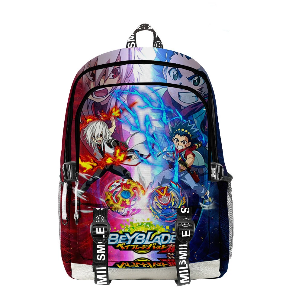 

2021 Beyblade Burst Evolution 3D Print Men Women Backpack Oxford School Bag Hip hop Style Teenager Child Bag Travel Backpack