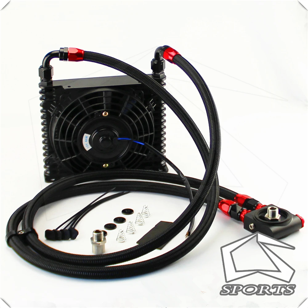 ^Cheap 10AN 32MM 15 Rows Universal Engine Oil Cooler+73 degree Thermostat Sandwich Plate kit +7\ Electric Fan Black ^Cheap 10AN 32MM 15 Rows Universal Engine Oil Cooler+73 degree Thermostat Sandwich Plate kit +7\ Electric Fan Black