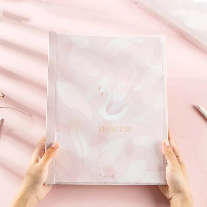 

A4 Waterproof Cover Loose-Leaf Book Cartoon Fresh Students Schedule Plan Binder Business Office Large-Capacity Notebook