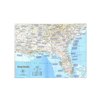 

225*150cm The United States Deep South (1983) World Map Wall Sticker Spray World Map Posters and Print for Culture and Education