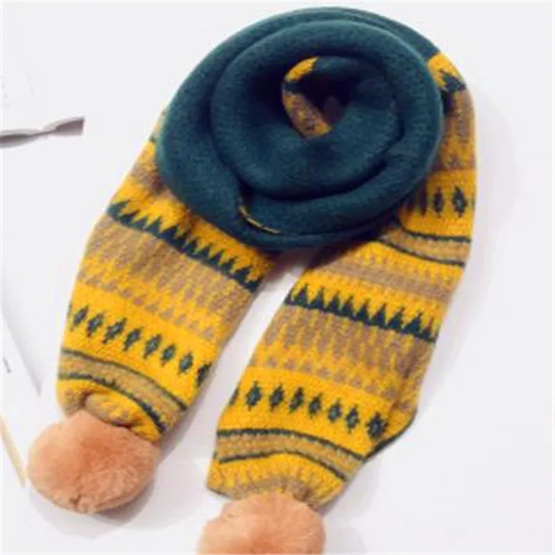 Qiu dong han edition knitted children's collar boy girl scarf color matching baby winter more national wind in winter to BKX458 - Цвет: BKX458-Army green
