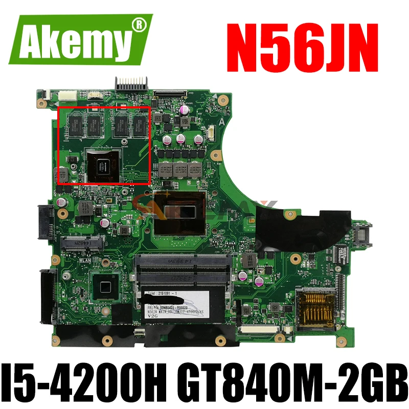 Akemy N56JN материнская плата для ноутбука ASUS N56J оригинальная I5-4200H GT840M-2GB | Компьютеры