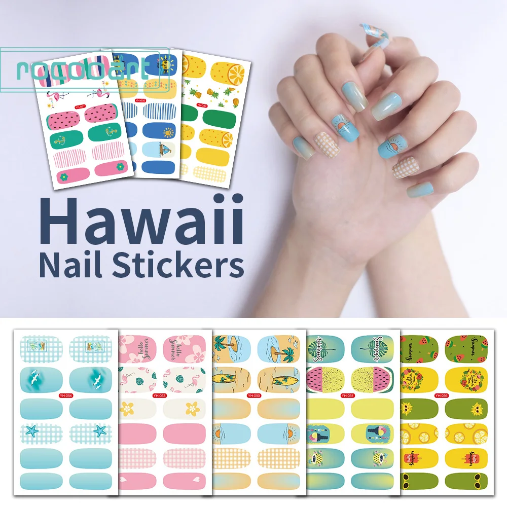 

Hawaii Series Nail Stickers Nail Wraps Full Cover Nail Polish Sticker DIY Self-Adhesive Nail Art Decoration