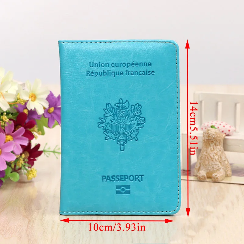 France Passport Cover PU Leather Credit Card Slots Porte Passeport
