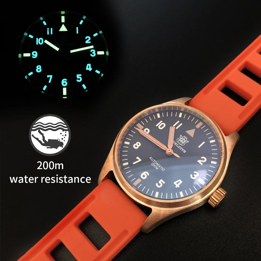 

1948 Pilot Germany CuSn8 Bronze Mechanical Watch Men Wrist Automatic Mark 10 Re-engraved Pilot Watch Mechanical Watch Men Hot