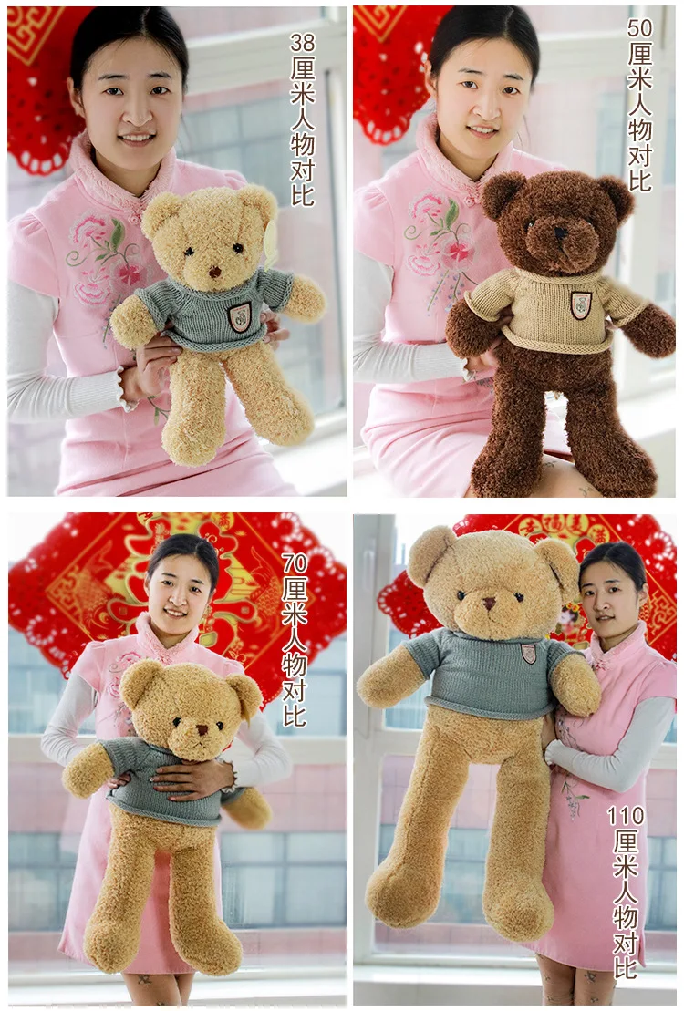 New Hot High Quality Teddy Bear With Scarf Stuffed Animals Bear Plush Toys Doll Pillow Kids Lovers Birthday Gift for Valentine's Day (2)