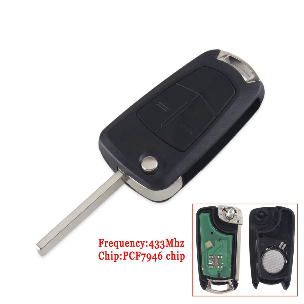 2BT 433MHZ PCF7946 KEYYOU 2Buttons Remote Control Key PCF7941 For Opel/Vauxhall Astra H 2004-2009 Zafira B 2005-2013 PCF7946 For Vectra C 2002-2008 - Количество кнопок: 2BT 433MHZ PCF7946