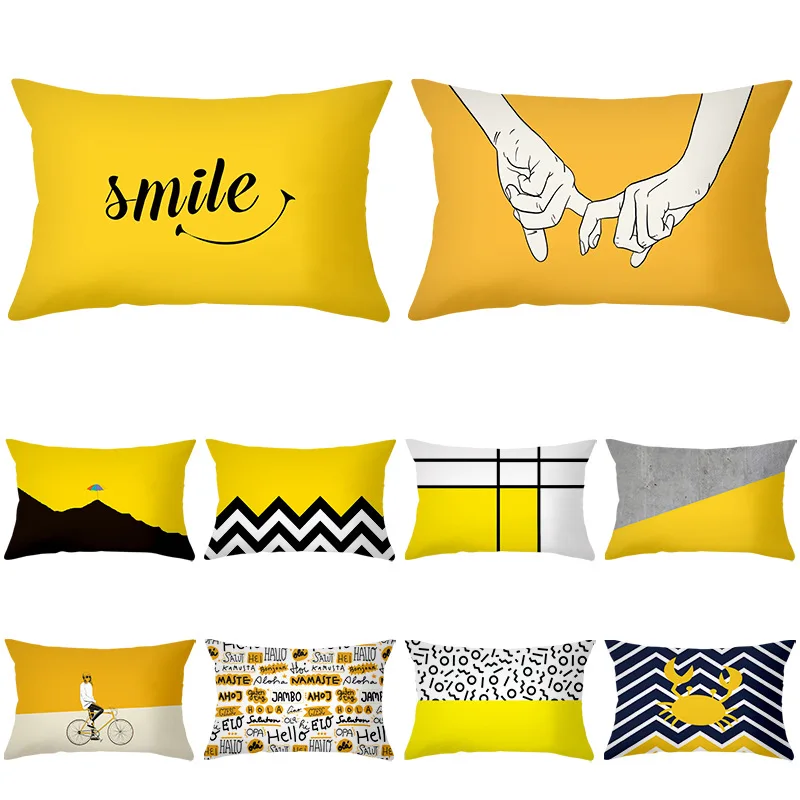 High Quality Yellow Cushion Cover 30x50 Geometric Pineapple Leaves Textile Sofa Pillowcase for Home Decor Car Throw Pillow Case | Дом и сад