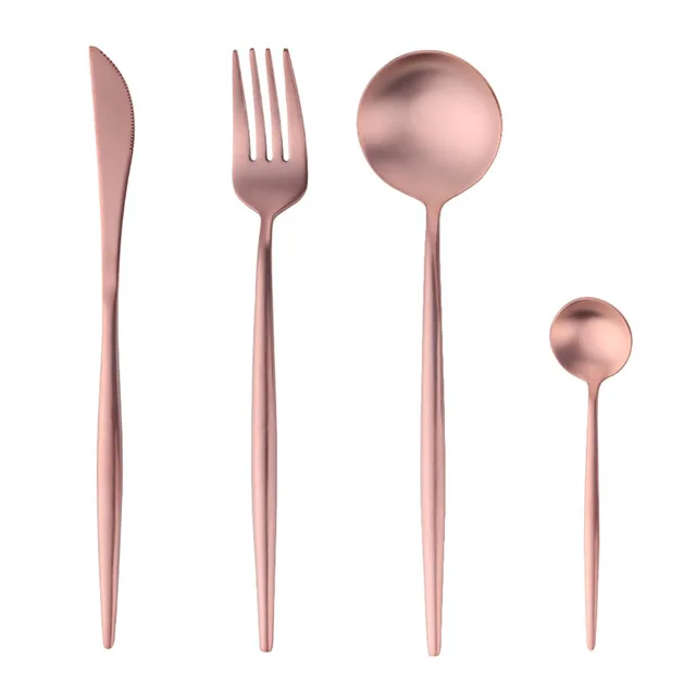 1set4pcs Горячие Черные столовые приборы набор мат золото посуда нержавеющая сталь нож столовая вилка набор Западная еда ужин сервис набор Прямая поставка - Цвет: 1set4pcs