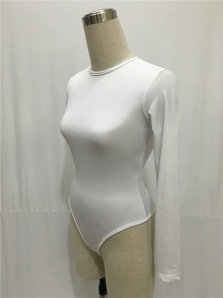 2019 Autumn Women Solid Rompers Long Sleeve Bodysuit Female Sexy O-neck Elastic Slim Pants Siamese Bottoming Bodysuit Romper