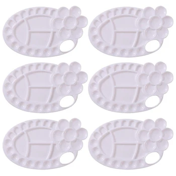 

6Pcs White Painting Palette Plastic Painting Tray Paint Palette with 26-Well Thumb Hole for DIY Craft, Art Painting