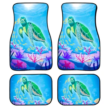 

Luxury Automotive Floor Mats Blue Sea Turtle Design Customized Car Mats All Weather Travel Vehicle Protector Fit Most Car 4pcs
