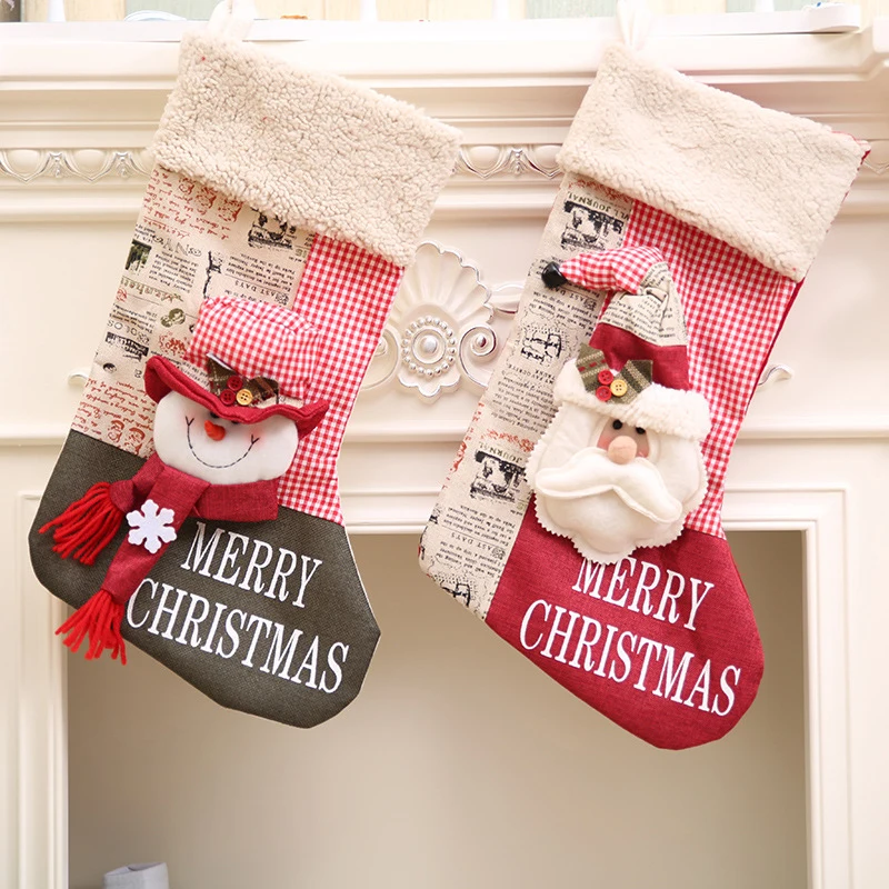 

Christmas Decor Stocking Hanging Ornaments Santa Claus Snowman Bags Hanging On Tree Closet Clothes Home Supplies Tree Pendant