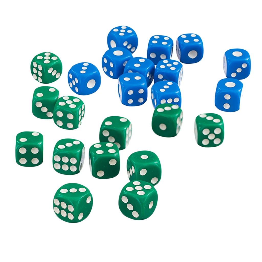 100x кости 6-кубика, чтобы играть в 1,2 см аксессуары настольных игр вечерние поставки-зеленый+ синий