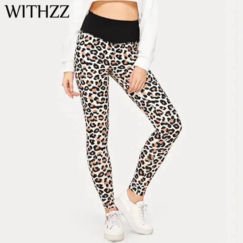 Leopard WITHZZ эластичные леопардовые спортивные Леггинсы женские Леггинсы лосины для фитнеса леггинсы для тренировок Vrouwen Tayt - Цвет: Leopard