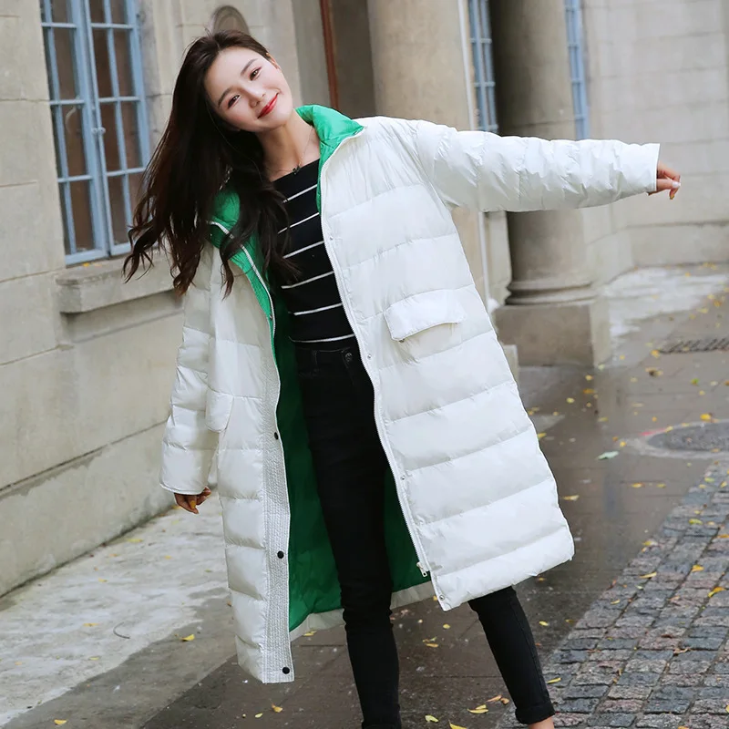 

White Duck Down Jackets Woman Clothes Warm Retro Winter Puffer Jacket Women Tops Parkas Plus Size Mujer Long Coat Female Ll009