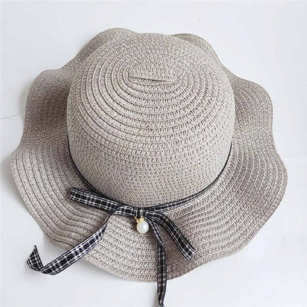  Baby Girl Sweet leisure Sun Hat kids hat sun straw hat handmade  Children Kids Summer Hat Beach Bucket Cap Toddler Girls Hat