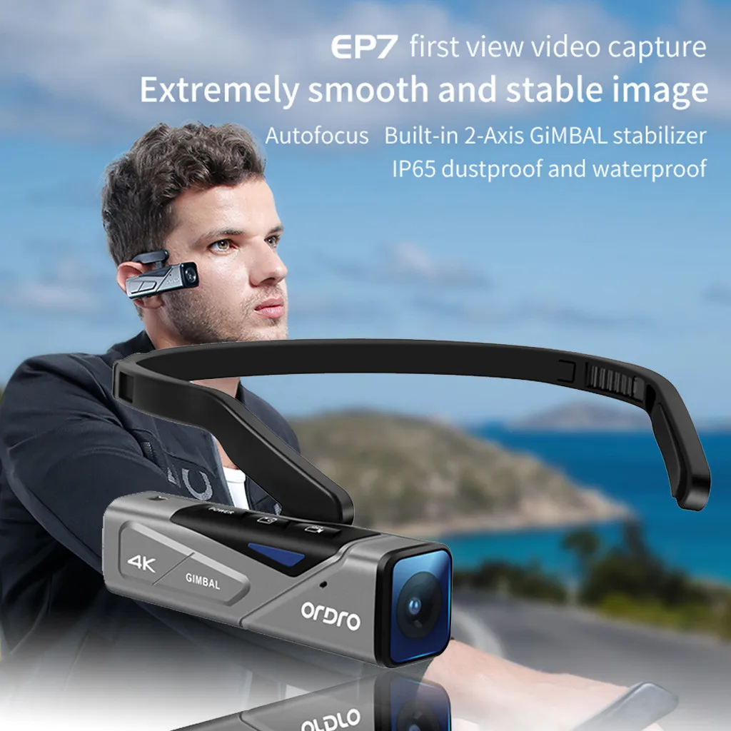 Ordro 4K 30FPS Camcorder Oplaadbare Mini Body Camera EP7 Lichtgewicht Hoofd Wearable Video Camera Hd 120FPS Vlog Camera Recorder