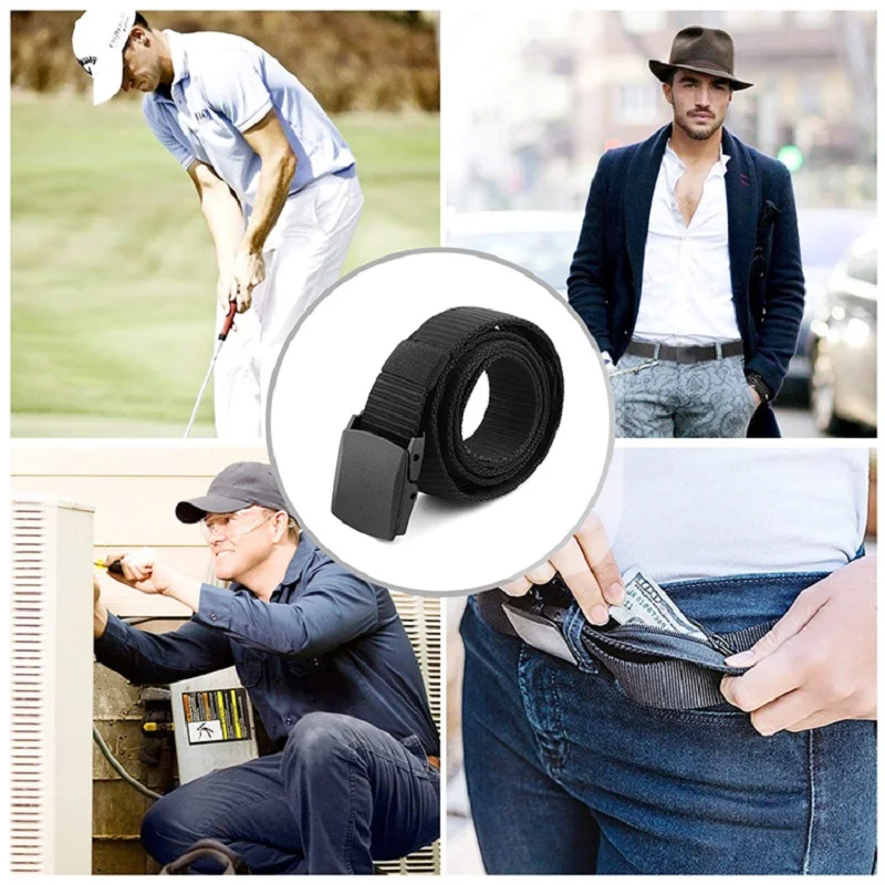Nylon Webbing Waist Belt with Anti-theft Hidden Money Bag , Invisible Wallet, Mens Belts Casual, Travel Safety Anti-theft