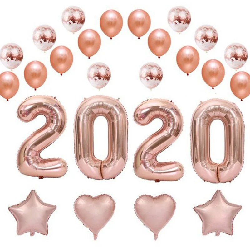 26pcs set-32in 2020 Одноразовые вечерние бумажные стаканчики, салфетки из розового золота, набор дисков для вечеринки, дня рождения, свадьбы, декоративные обертки для кекса, соломы - Цвет: 26pcs set-32in 2020