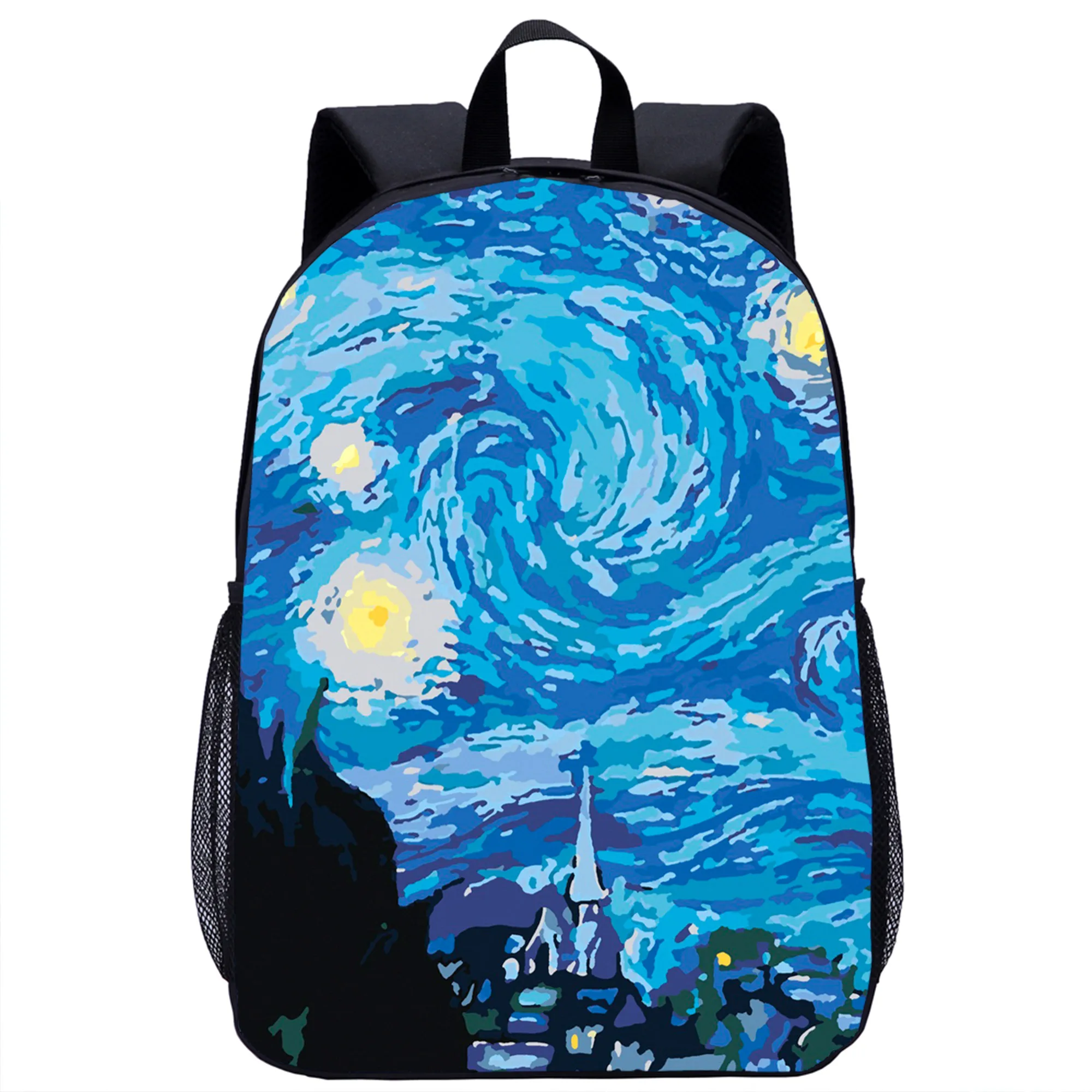Van Gogh Oil Painting Boys School Backpack 17Inch 3D Print Schoolbag for Teenager Travel Black Large Child's Gift | Багаж и сумки