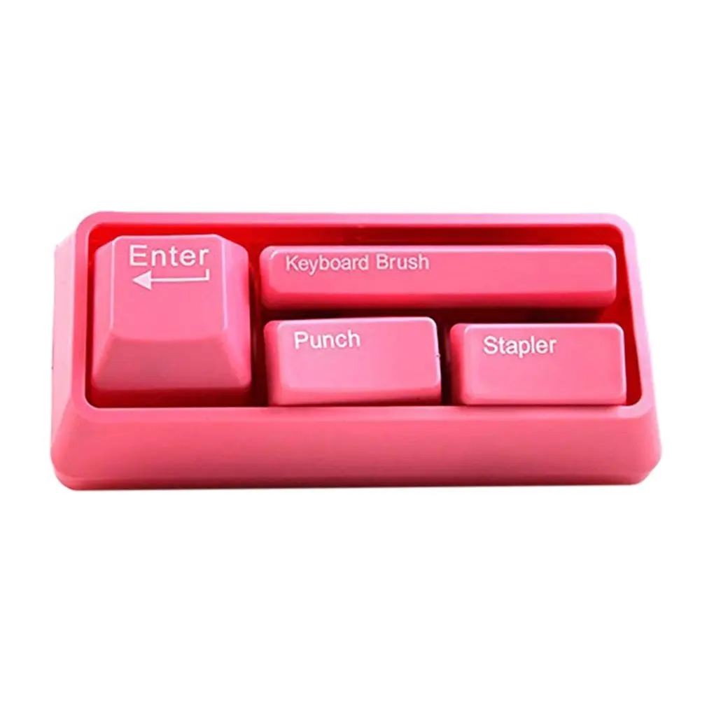 Япония и Южная Корея канцелярские принадлежности Форма зажим для бумаги магнит+ удар+ степлер+ клавиатура щетка канцелярские товары офисные школьные принадлежности - Цвет: Розовый