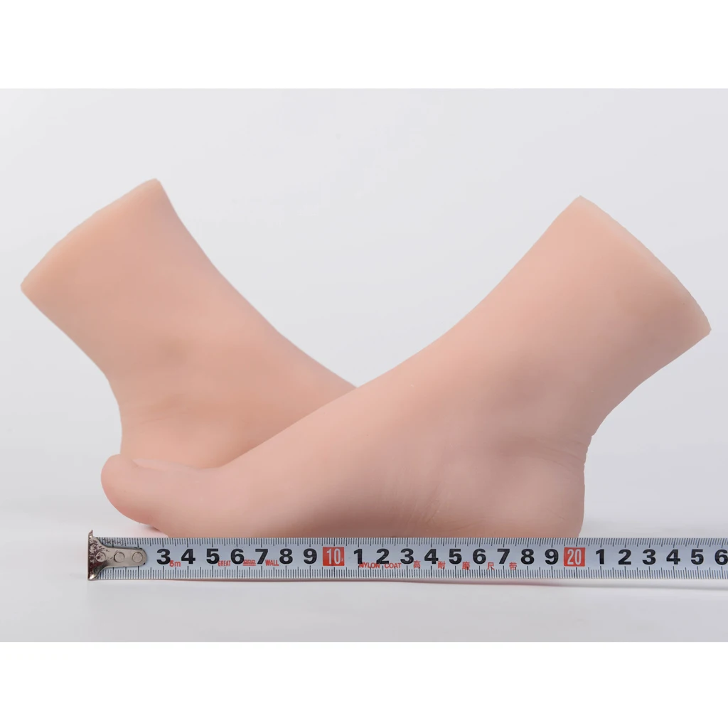 New Luxury 2Pcs Realistic Female Foot Model Life Size Girl Feet Mannequin Tools for Jewelry, Socks, Shoes, Anklet Non-toxic