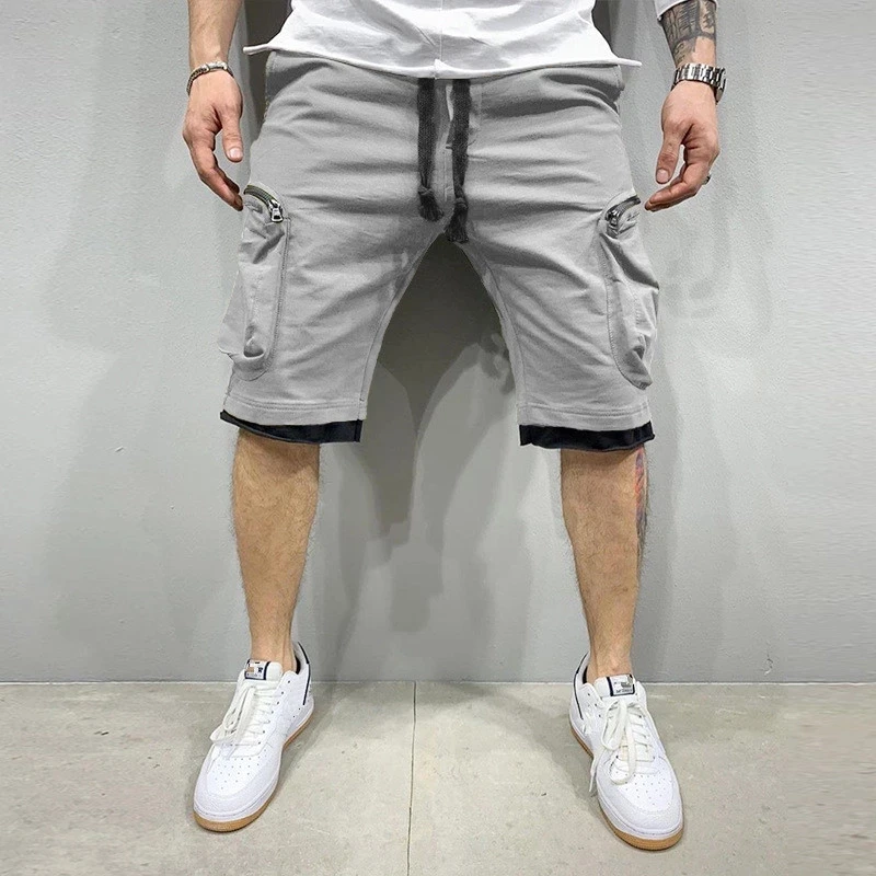 Summer quick-drying shorts men's jogging short pants Casual fitness streetwear men Multi-pocket sport casual hip cargo shorts