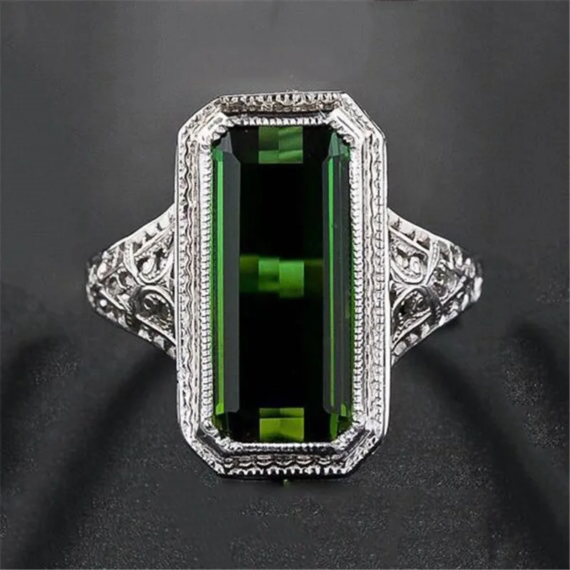 Новинка, роскошное зеленое серебряное обручальное кольцо 925 пробы для женщин, Подарок на годовщину, ювелирные изделия, опт, R5462