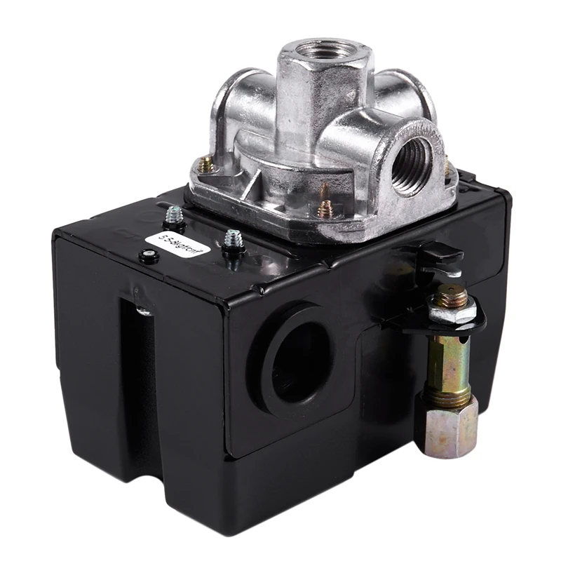 5-8Kg 4-Port 26 Amp Pressure Switch Control Valve Air Compressor Heavy Duty Black Automatic Pressure Controller