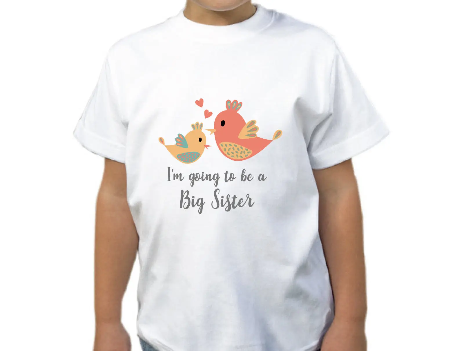 GIRLS I'M GOING TO BE A BIG SISTER BIRD DESIGN T-SHIRT KIDS CHILDRENS T SHIRT Cartoon t shirt men Unisex New Fashion |
