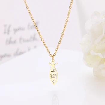 

DOTIFI Stainless Steel Necklace Jesus Fish Pendant Necklace Engagement Jewelry