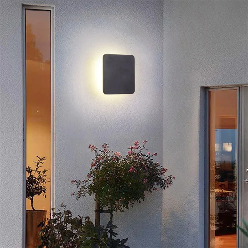 OURFENG Modern Patio Wall Light Fixture Black Waterproof IP65 LED Sconce Simple Creative Decor For Home Bedroom Porch Balcony